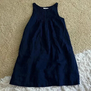 Vineyard Vines Linen Navy pintuck shift dress size 6